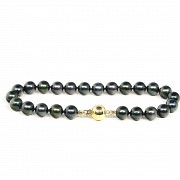 Pulsera de perlas negras Akoya