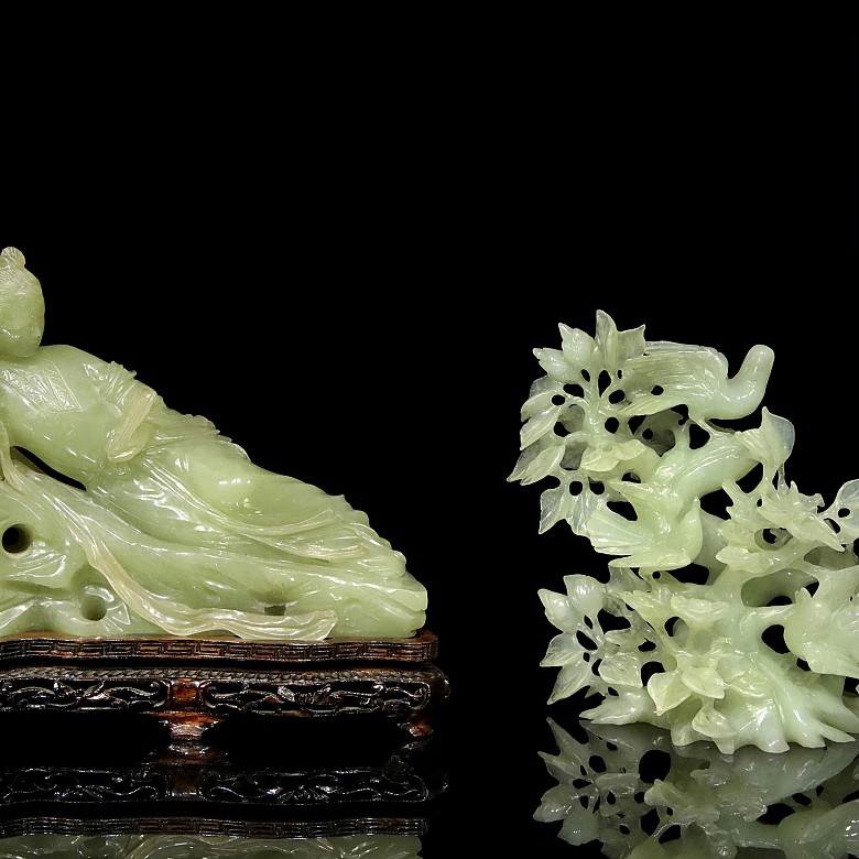 Two carved jade figurines, 20th century