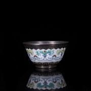 Small porcelain and silver ‘Doucai’ bowl with Yongzheng hallmark