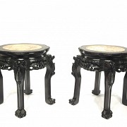 Pair of wooden stools, 20th century