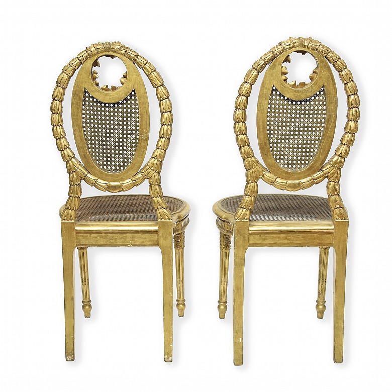 Pair of Louis XVI style chairs, early 20th century - 5