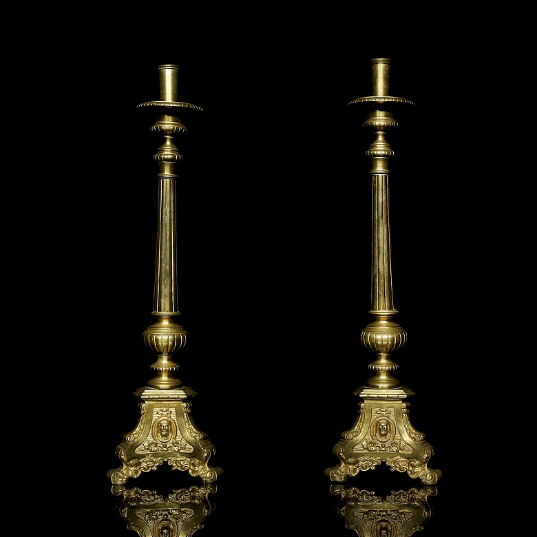 Pair of altar candlesticks, 20th century