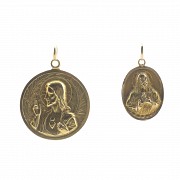 Dos medallas de oro amarillo 18 k