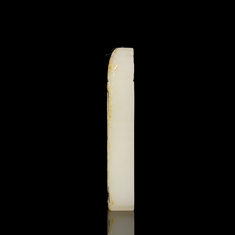 White jade ‘Elder and poem’ plaque, Qing dynasty