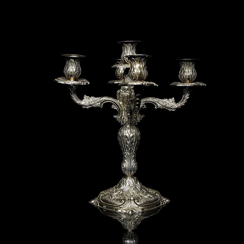 Silver candlestick with five lights, 19th century