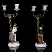 Pair of German porcelain candlesticks, 20th century