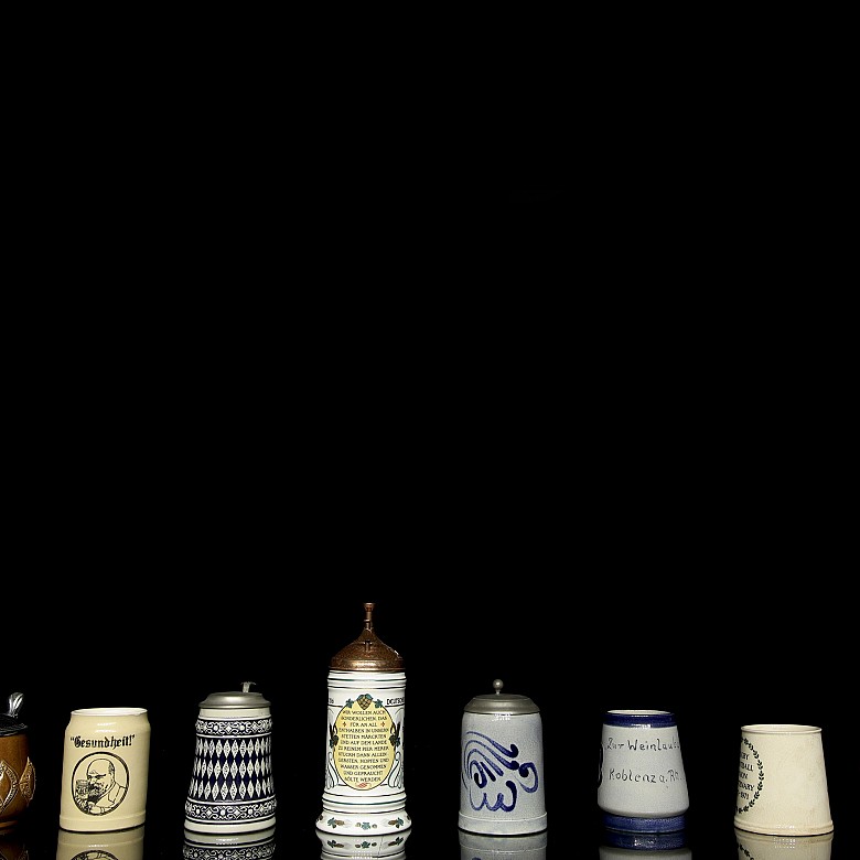 Collection of ten ceramic beer steins, 20th century