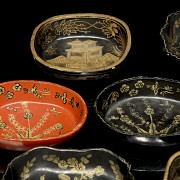 Set of lacquered wooden bowls, 20th century