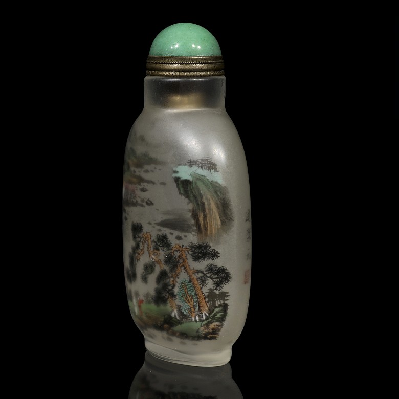 Painted glass snuff bottle, Zhou Leyuan, Qing dynasty