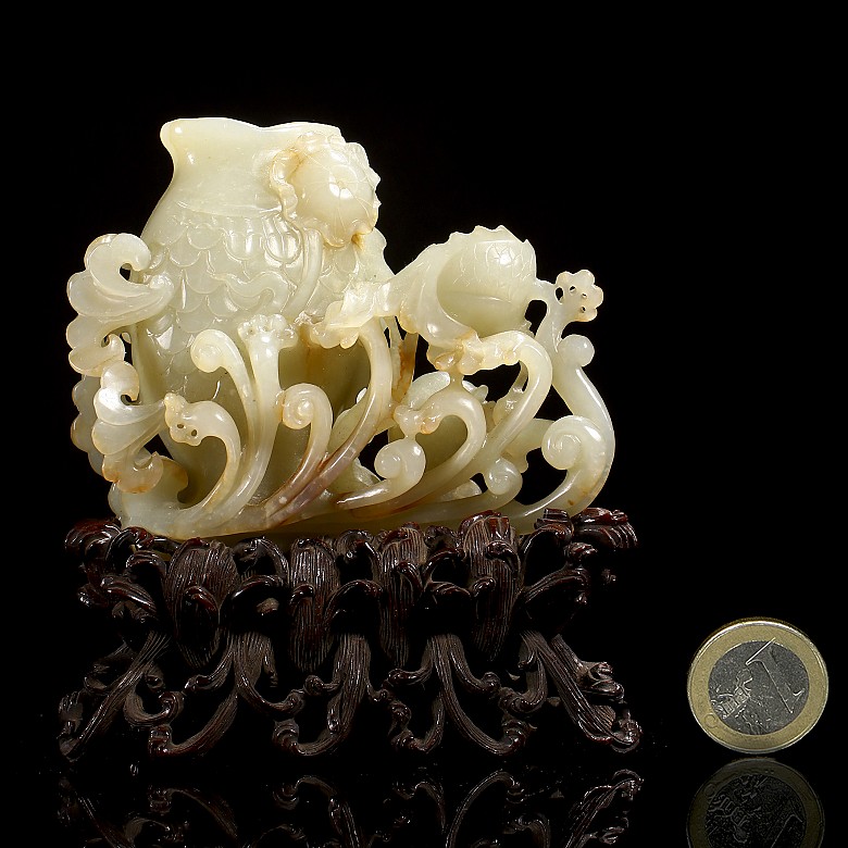 Hetian jade figurine ‘Fish, children and lotuses’, Qing dynasty