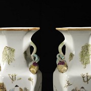 Pair of ‘Scene’ pink family vases, Qing dynasty