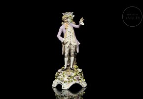 German porcelain ‘Candelabra with gentleman’, 20th century