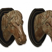 Pair of horse busts, 20th century