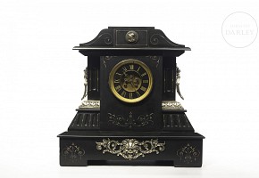 Large marble clock, Napoleon III style, 20th century