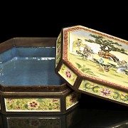 An enameled bronze box, mid-20th century