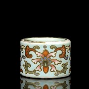 Porcelain enameled archer ring, 20th century