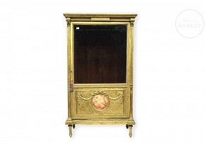 Louis XVI style gilded wood display cabinet, 20th century