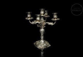 Candelabro de plata con cinco luces, s.XIX