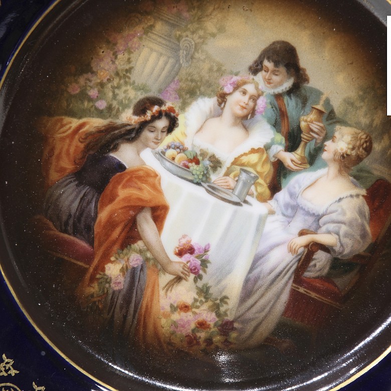 Platos decorativos de porcelana, Ackermann und Fritze Royal Vienna, s.XX