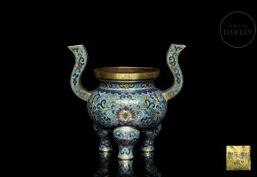 Bronze censer with cloisonné enamel, Qing dynasty