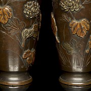 Pair of small Asian bronze vases, 20th century