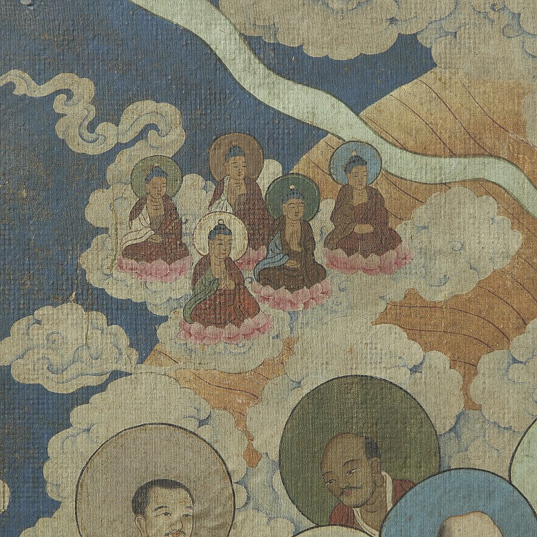 Chinese painting “Buddha and heavenly court”, 20th century