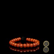 Red glass bead necklace, late Qing dynasty