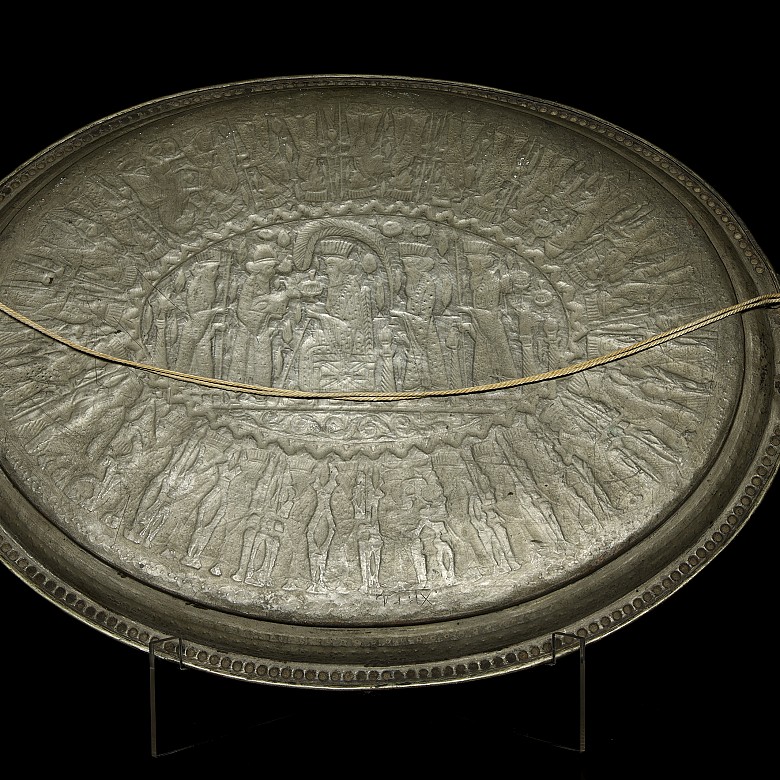 Large silver-plated metal tray, 20th century