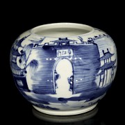 Blue and white porcelain vessel “Landscape”, Qing dynasty