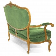 Seating furniture group upholstered in green velvet, 20th Century