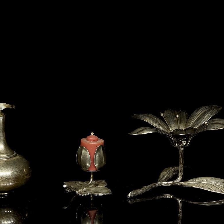 Three silver decorative objects, 20th century