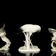 Three porcelain figurines “Birds”, 20th century