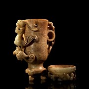 Jade cup ‘Phoenix and dragon’, Han style