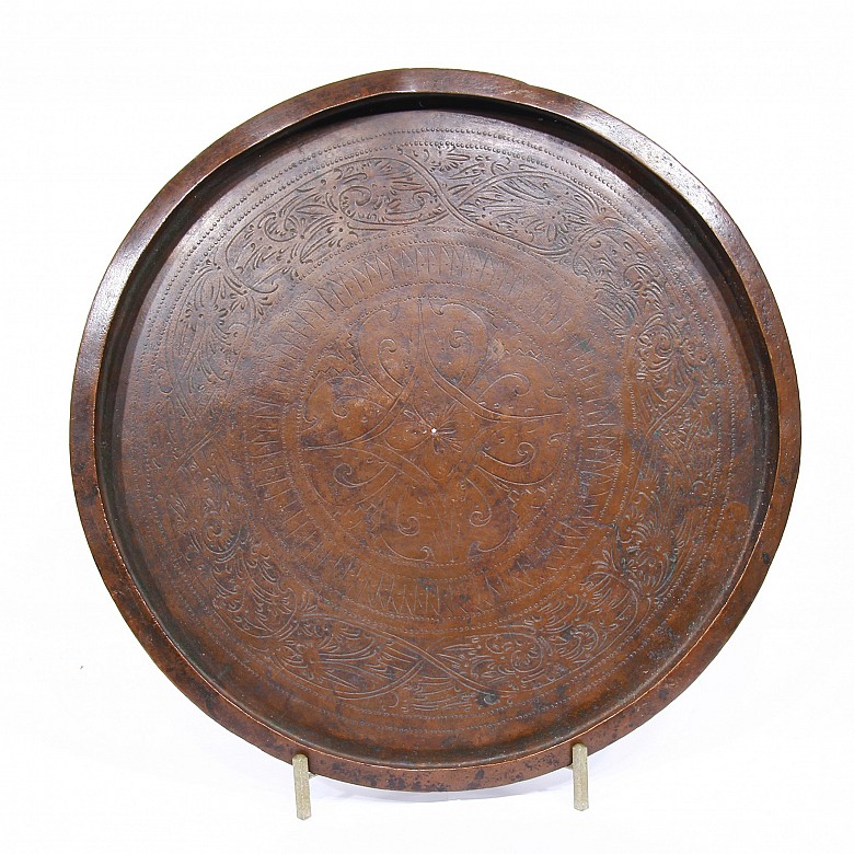 Large copper offering tray, Indonesia.