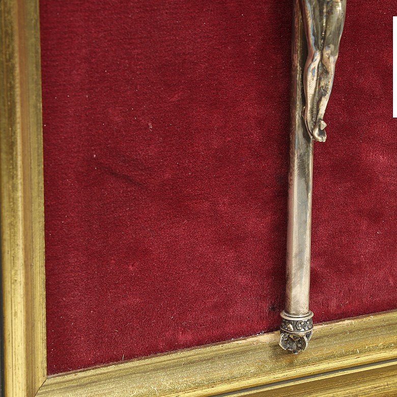 Punched Spanish silver crucified Christ, mid-20th century