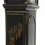 Lacquered tall case clock with oriental-style decoration, 20th century