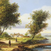 Spanish school 20th century “Landscape by the river”