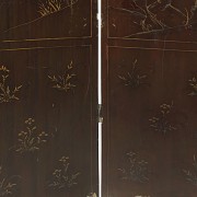 Inlaid lacquered wood folding screen, Qing dynasty