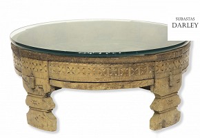 Low table with glass. 19th - 20th century