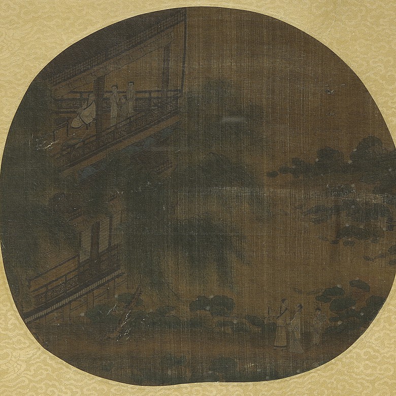 Chinese silk painting ‘Ancient Landscape with Characters’, Song dynasty