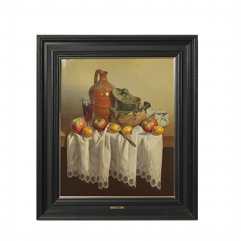 E. Segarra ‘Still life with wine and fruit’, 20th century - 5