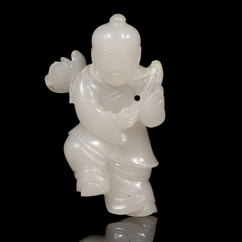 Small carved jade character, 20th century