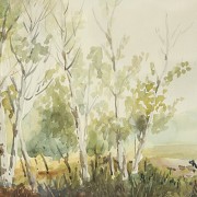 Watercolor (20th century) “Country landscape with house” - 2