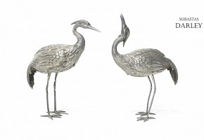 Pareja de garzas de plata española, s.XX