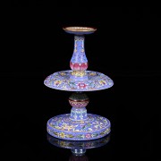 Glazed porcelain candlestick “famille rose”, Qing dynasty, with Qianglong seal