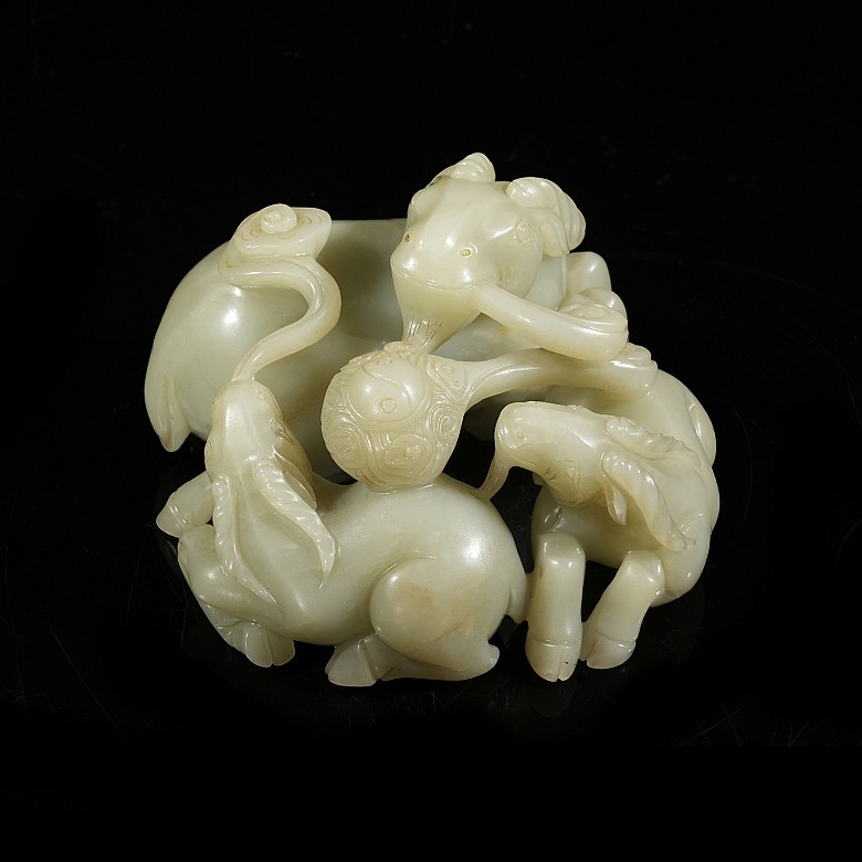 Jade figurine ‘Three Rams’, Qing dynasty