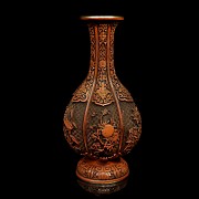 Carved red lacquer vase, China, 20th century