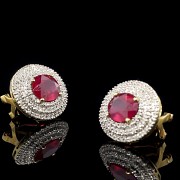 Yellow gold earrings with rubies and diamonds