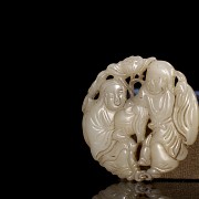 Pair of jade plaques ‘Figures’, Qing dynasty