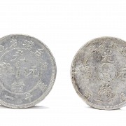 Two silver Chinese coins, 20th century